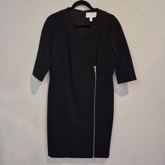 Hugo Boss Deazema Twill Jersey Dress Black Size 12 - Picture 1 of 12